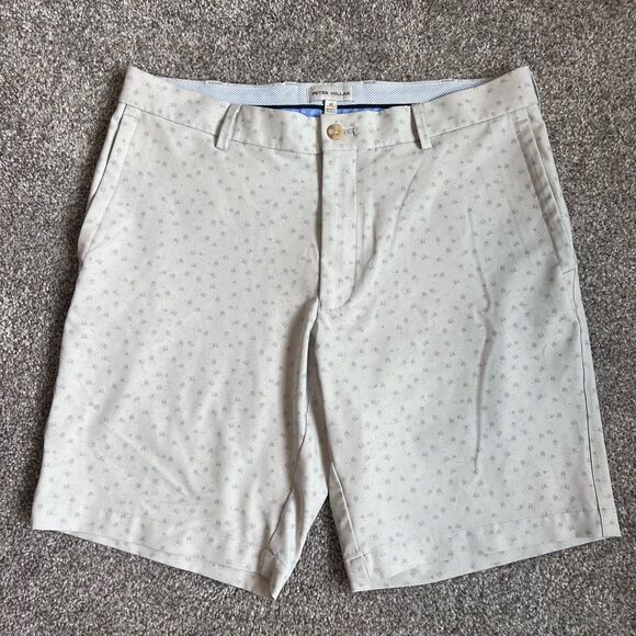 Peter Millar Golf Shorts Size 32 Grey Salem Carts Party Print Stretch MS23EB85 - Picture 1 of 4